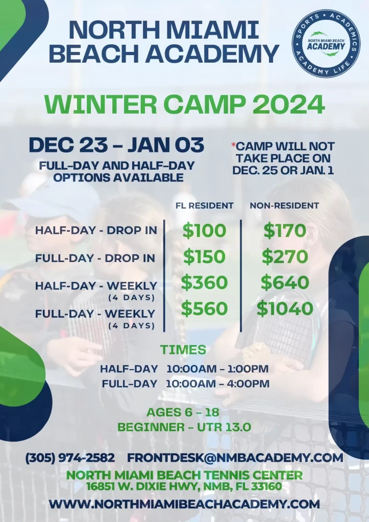 NMBA Winter Camp 2024 flyer December January North Miami Beach Academy