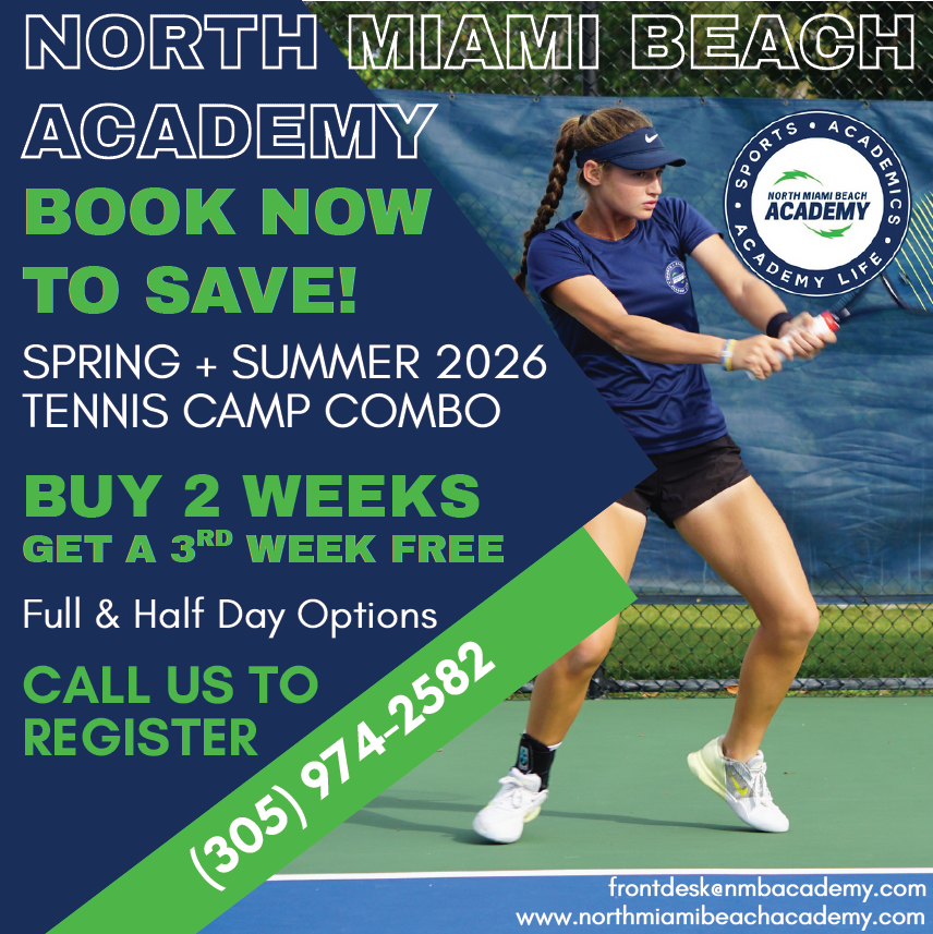 North Miami Beach Academy Summer Camp tennis training flyer